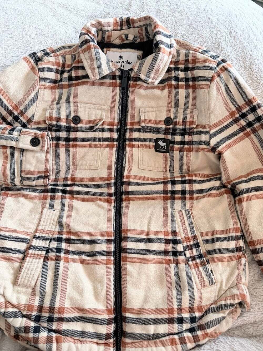 Abercrombie Kids Plaid Zip-Up Shirt Jacket Cozy Fleece Lined — Size 13-14